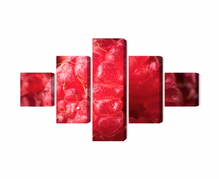 Canvastavla - Multipart Raspberries on a Macro