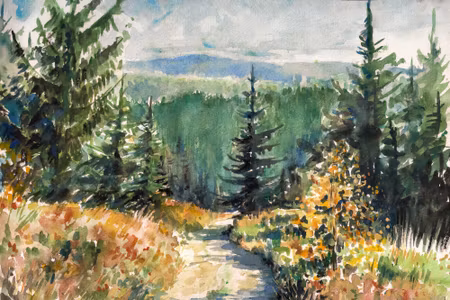 Canvastavla - Landscape with Mountains