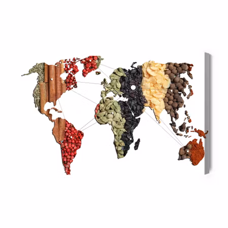 Canvastavla - World Map of Spices