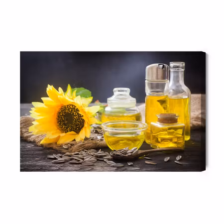 Canvastavla - Bottles with Sunflower Oil