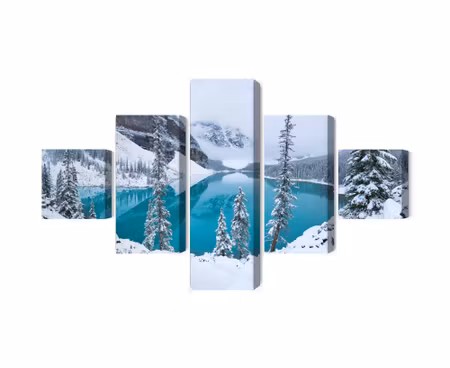 Canvastavla - Multipart Moraine Lake in Winter