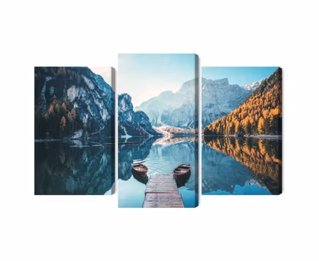 Canvastavla - Multipart Lake Braies in the