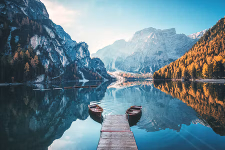Canvastavla - Multipart Lake Braies in the