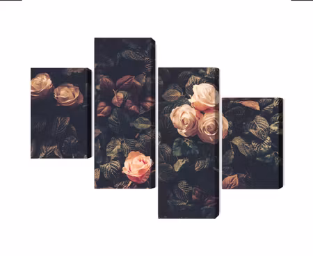 Canvastavla - Multipart Pastel Roses in Vintage