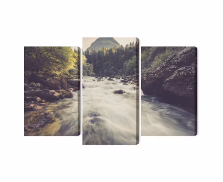 Canvastavla - Multipart Mountain River in the