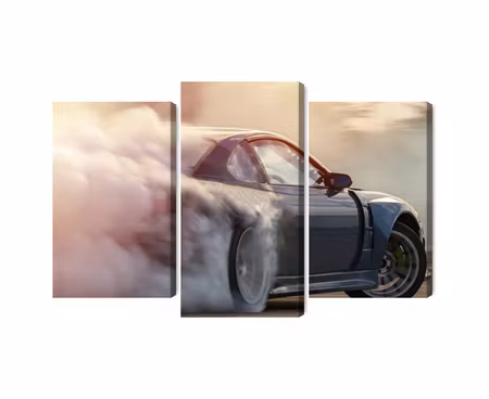 Canvastavla - Multipart Sports Car in a Cloud of