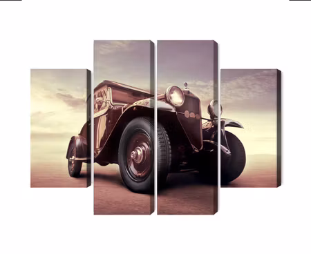 Canvastavla - Multipart Vintage Car with a D