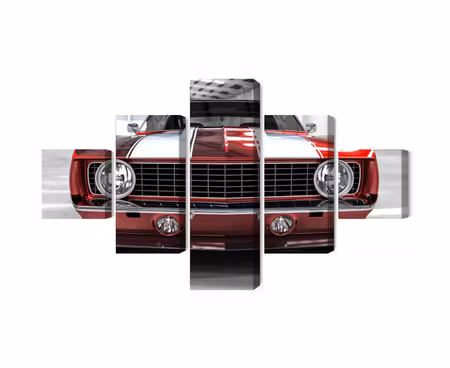 Canvastavla - Multipart a Red Muscle Car in a