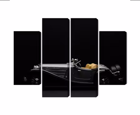 Canvastavla - Multipart Historic Car on Dark Tees