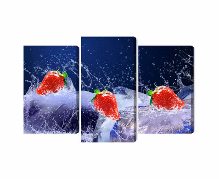 Canvastavla - Multipart Strawberries on Ice