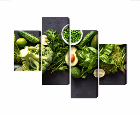 Canvastavla - Multipart Green Vegetables