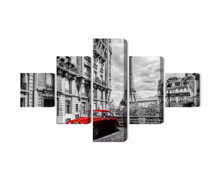 Canvastavla - Multipart Red Car in Retro Style on