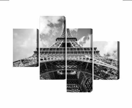 Canvastavla - Multipart Paris Eiffel Tower Black