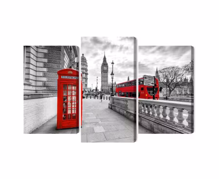 Canvastavla - Multipart Red Phone Booth in London