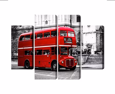 Canvastavla - Multipart a Double Decker Bus in