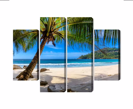 Canvastavla - Multipart Tropical Beach with D Palm