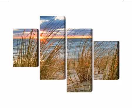 Canvastavla - Multipart Sunrise on the Beach of R