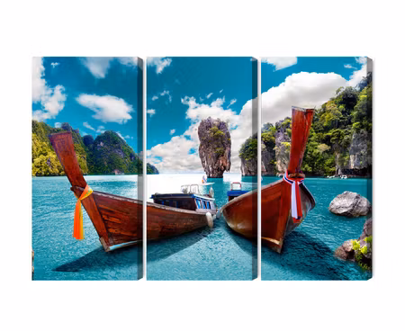 Canvastavla - Multipart Boats At the Andaman Sea