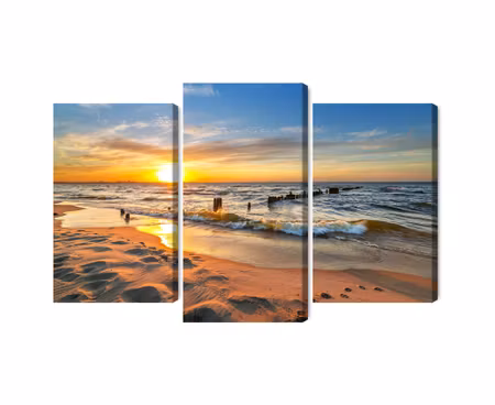 Canvastavla - Multipart Baltic Sea At Sunset