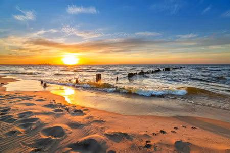 Canvastavla - Multipart Baltic Sea At Sunset