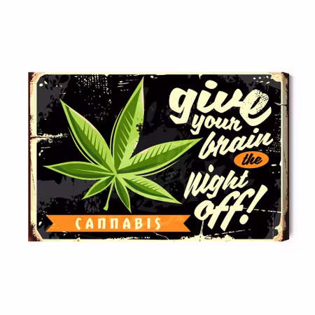Canvastavla - Cannabis Leaf and Retro Lettering