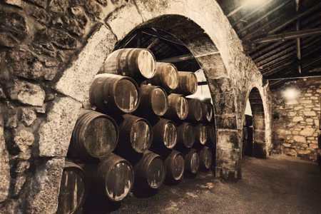 Canvastavla - Wine Barrels in an Old Retro Cellar