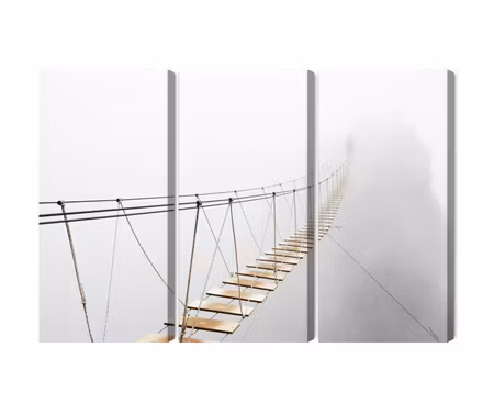 Canvastavla - Multipart Hanging Bridge in the Fog