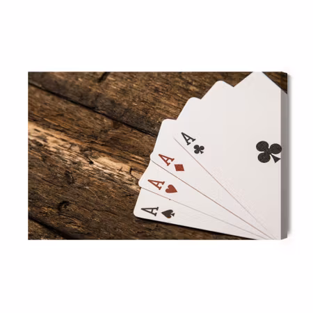 Canvastavla - Aces on a Wooden Table
