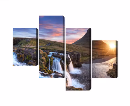Canvastavla - Multipart Kirkjufell Mountain with