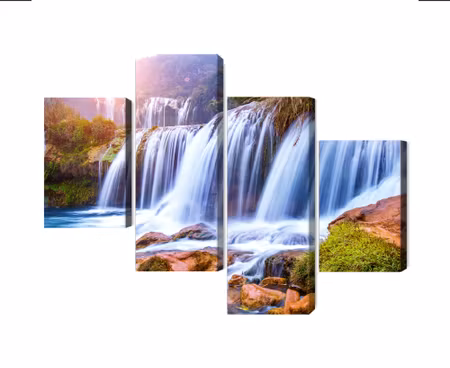 Canvastavla - Multipart Jiulong Waterfall in