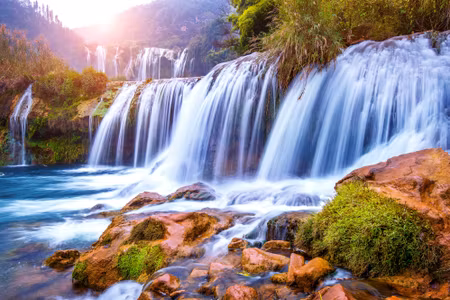 Canvastavla - Multipart Jiulong Waterfall in
