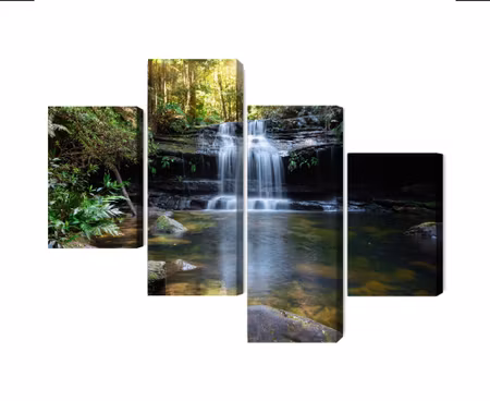 Canvastavla - Multipart a Waterfall in the Bush