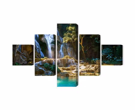 Canvastavla - Multipart Kuang Si Waterfall
