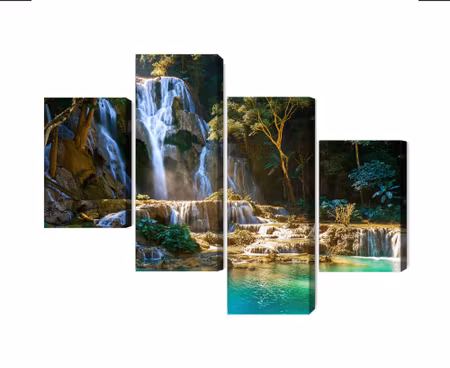 Canvastavla - Multipart Kuang Si Waterfall