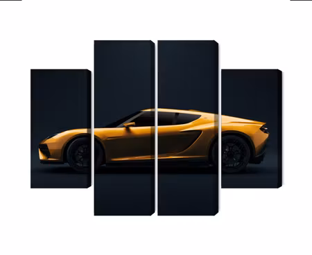 Canvastavla - Multipart Yellow D Sports Car