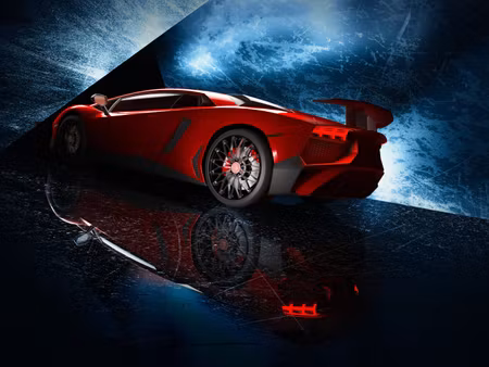 Canvastavla - Multipart Sports Car on an Abstract