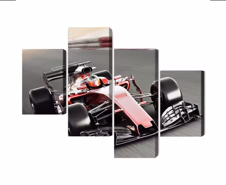 Canvastavla - Multipart Formula Car on the Track