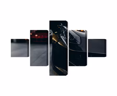 Canvastavla - Multipart Front of a Black Sports
