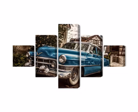 Canvastavla - Multipart a Blue Cadillac Eldorado