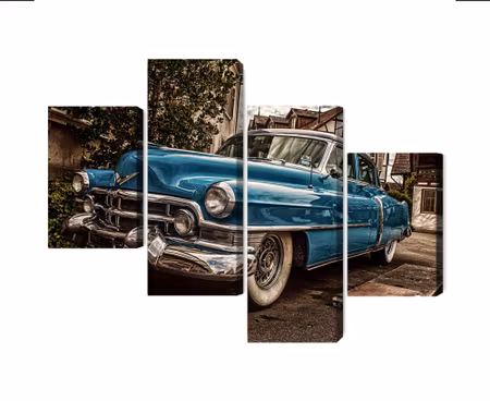Canvastavla - Multipart a Blue Cadillac Eldorado