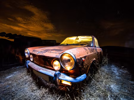 Canvastavla - Multipart Old Abandoned Car D