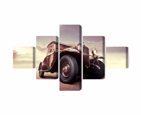 Canvastavla - Multipart Vintage Car with a D