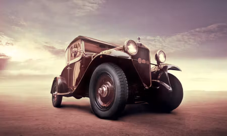 Canvastavla - Multipart Vintage Car with a D