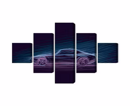 Canvastavla - Multipart Neon Muscle Car