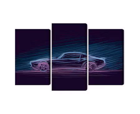 Canvastavla - Multipart Neon Muscle Car