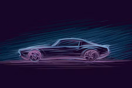 Canvastavla - Multipart Neon Muscle Car