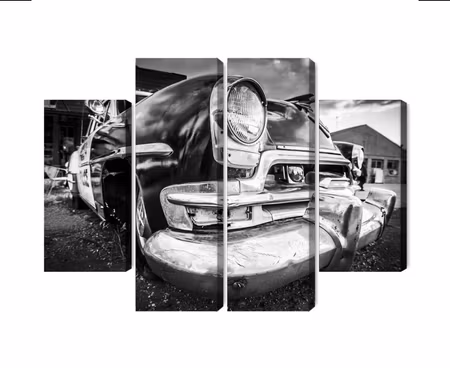 Canvastavla - Multipart Black and White American
