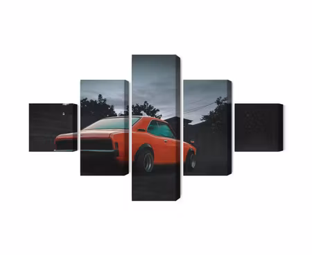 Canvastavla - Multipart Orange Retro Car