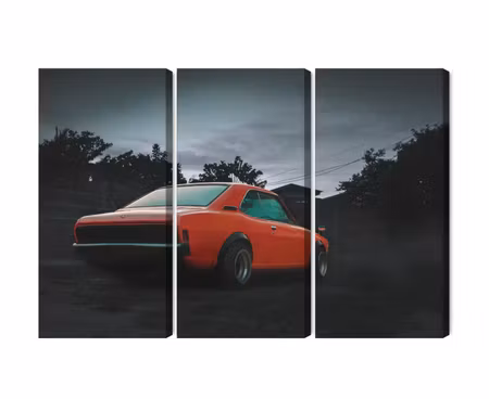 Canvastavla - Multipart Orange Retro Car