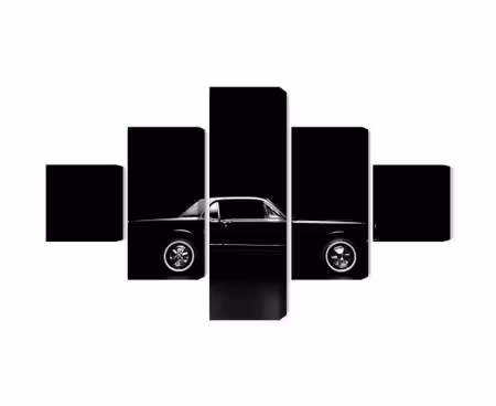 Canvastavla - Multipart Black Retro Car on a Dark